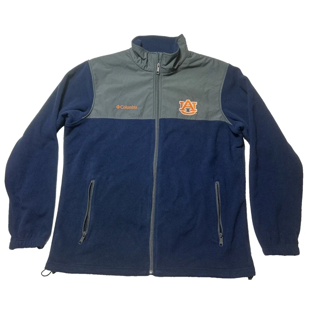 Columbia Auburn University Tigers Jacket Men's XL Blue Full Zip Fleece Excellent